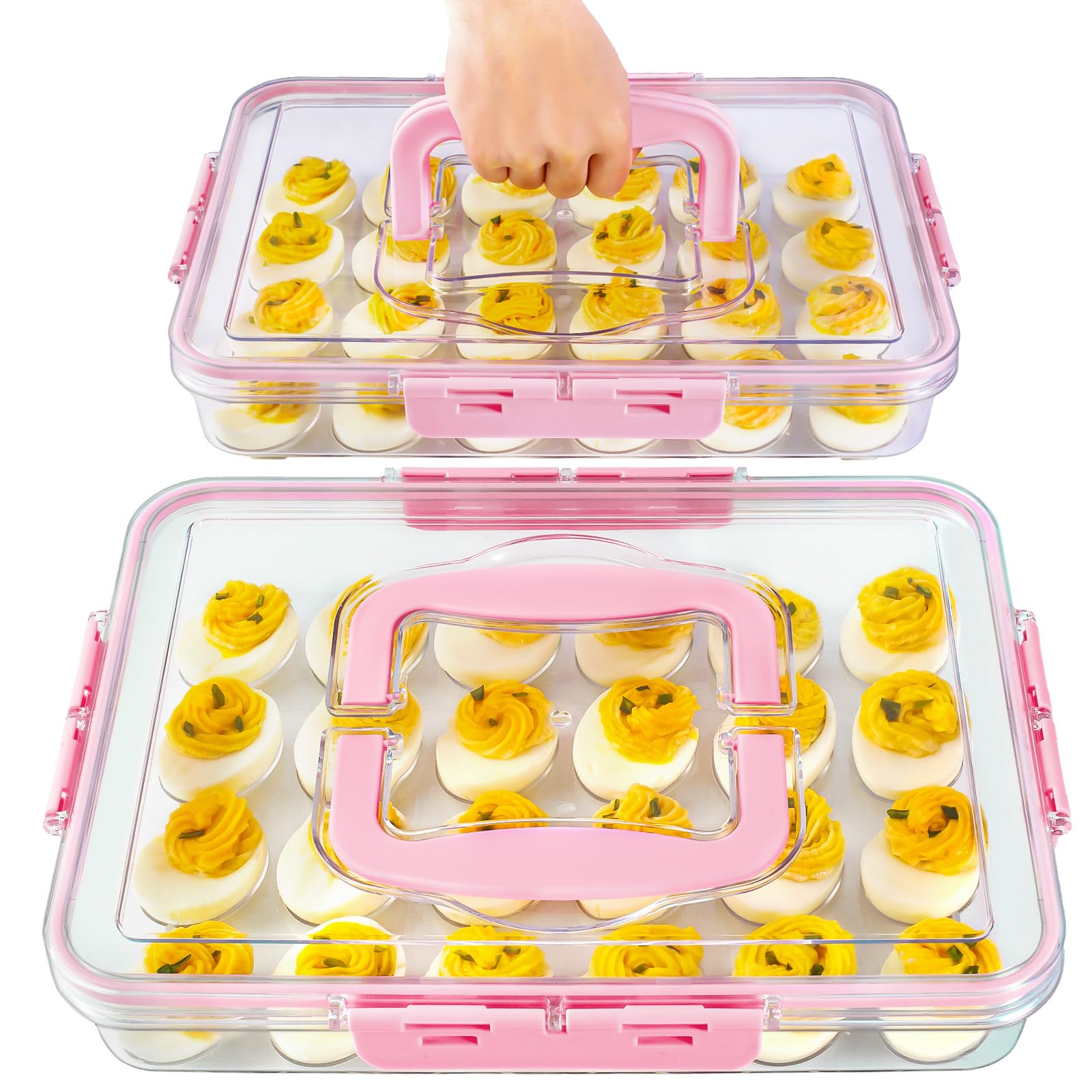 MesRosa clear front packaging showing lid and handle for easy transport