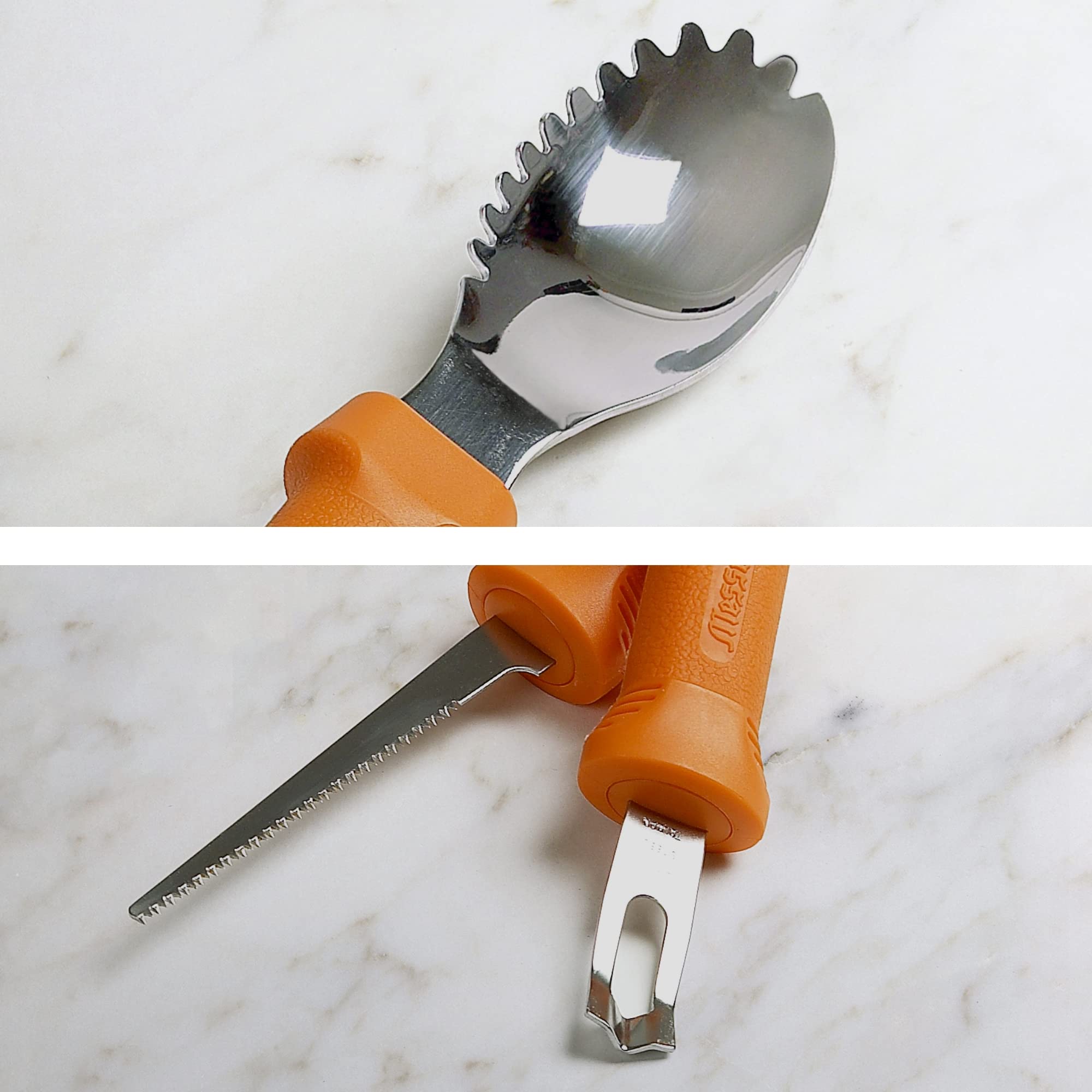 Messermeister tools in use carving a pumpkin demonstrating clean results