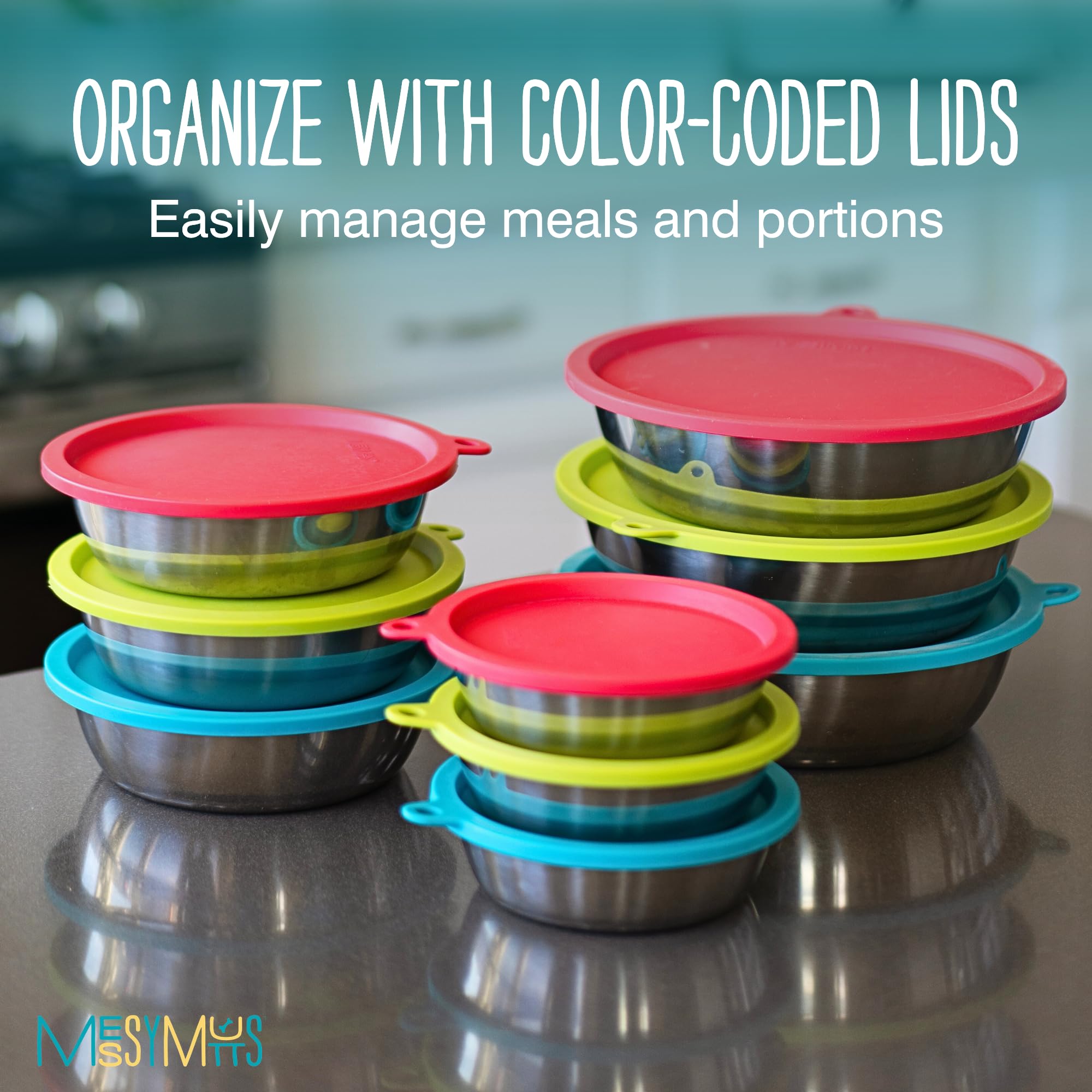 Messy Mutts bowls and lids in dishwasher, quick-clean convenience benefit