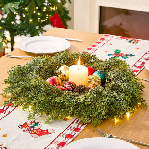 MEUIS wreath arranged above a mantel providing instant seasonal farmhouse warmth