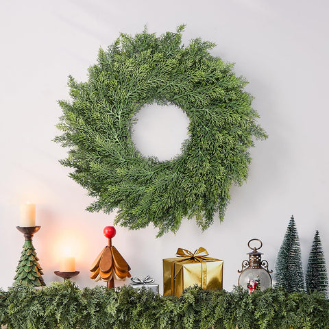 MEUIS wreath hung on a front door adding welcoming decor and weather-ready charm