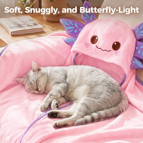 Mewaii axolotl on couch in lifestyle scene demonstrating cozy relaxation