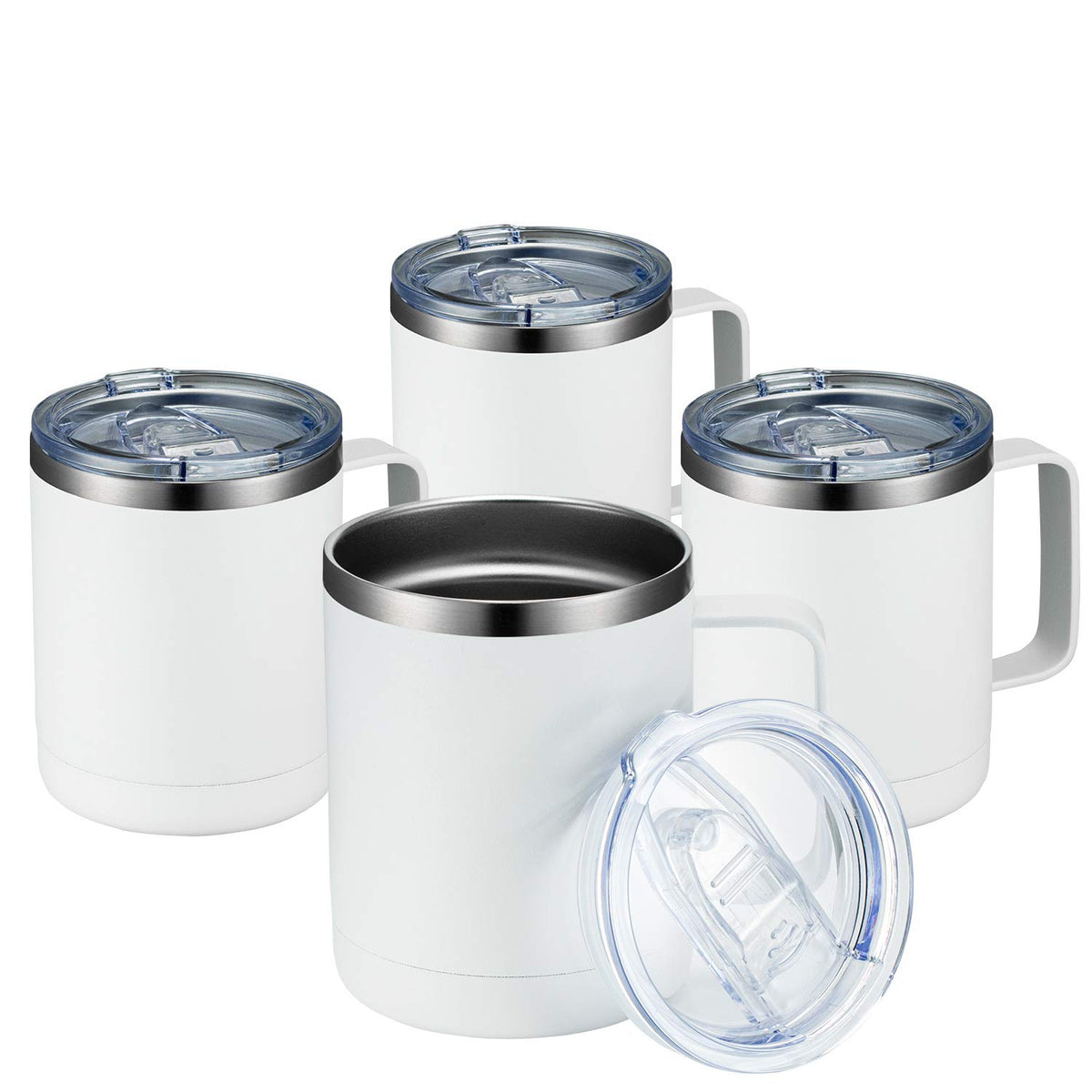 MEWAY 12oz front view showing white exterior and handle, highlights portability