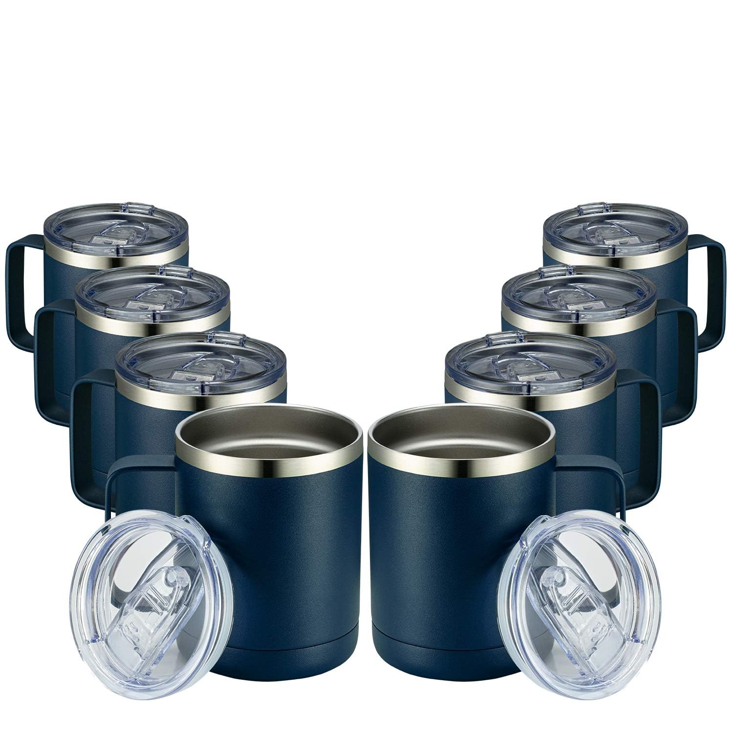 MEWAY front view of navy 8-pack tumblers showing neat packaging and bulk value