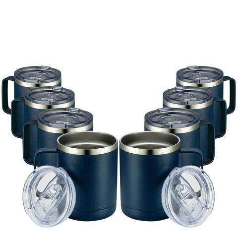 MEWAY front view of navy 8-pack tumblers showing neat packaging and bulk value