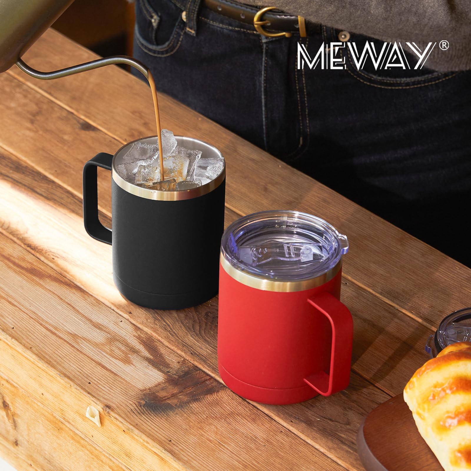 MEWAY tumbler in car cupholder showing travel convenience benefit