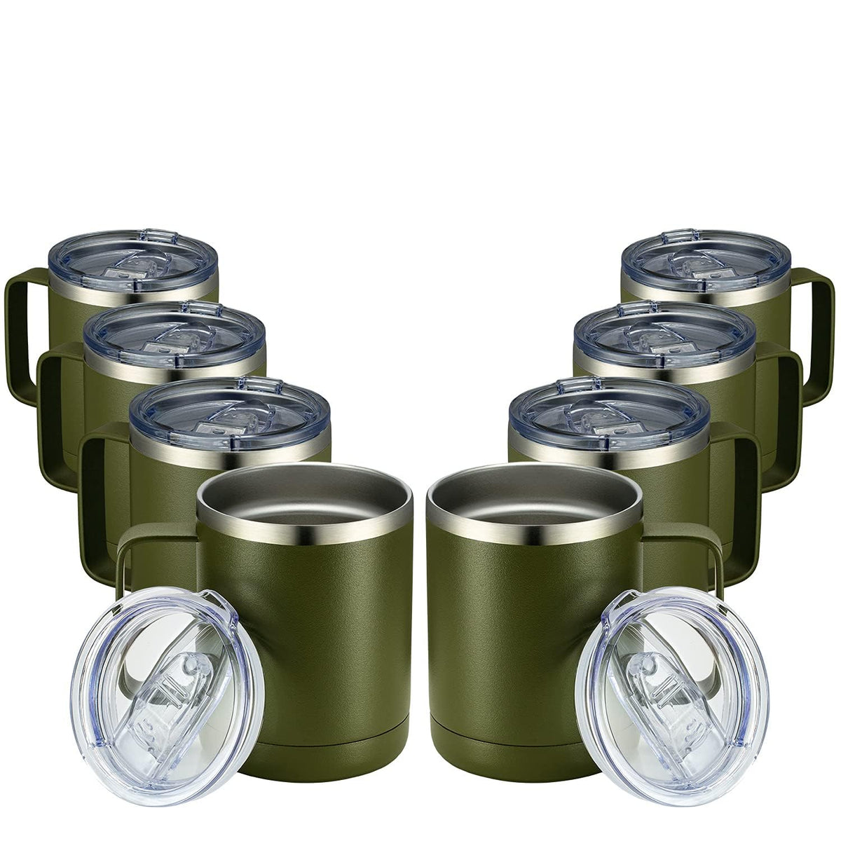 MEWAY mug front view showing army green finish and bulk value
