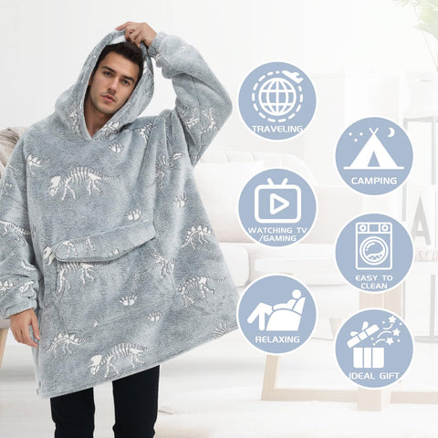 Mewkou dinosaur fossil print glowing in dim light for playful nighttime use