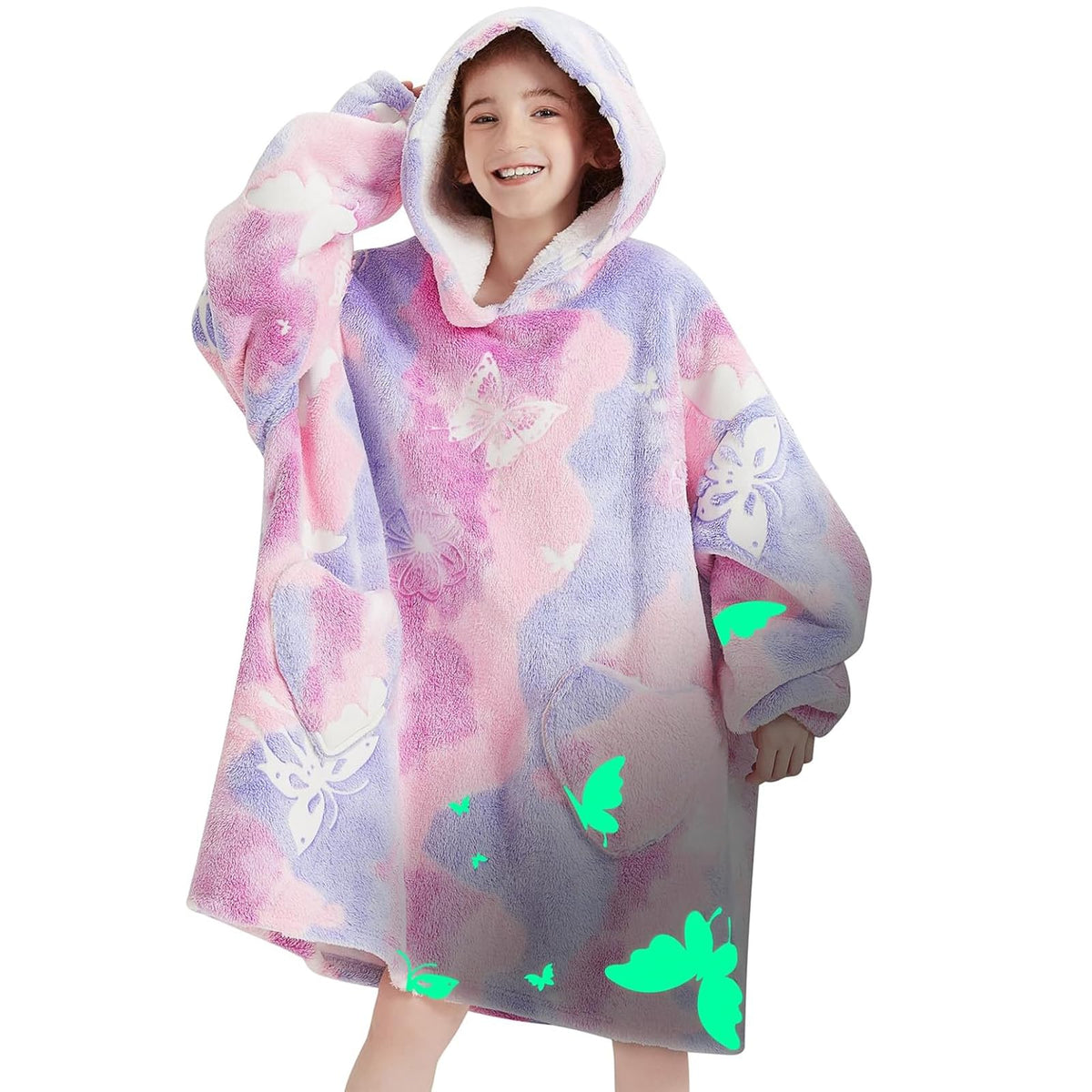 Mewkou wearable hoodie front view shows oversized fit and cozy look