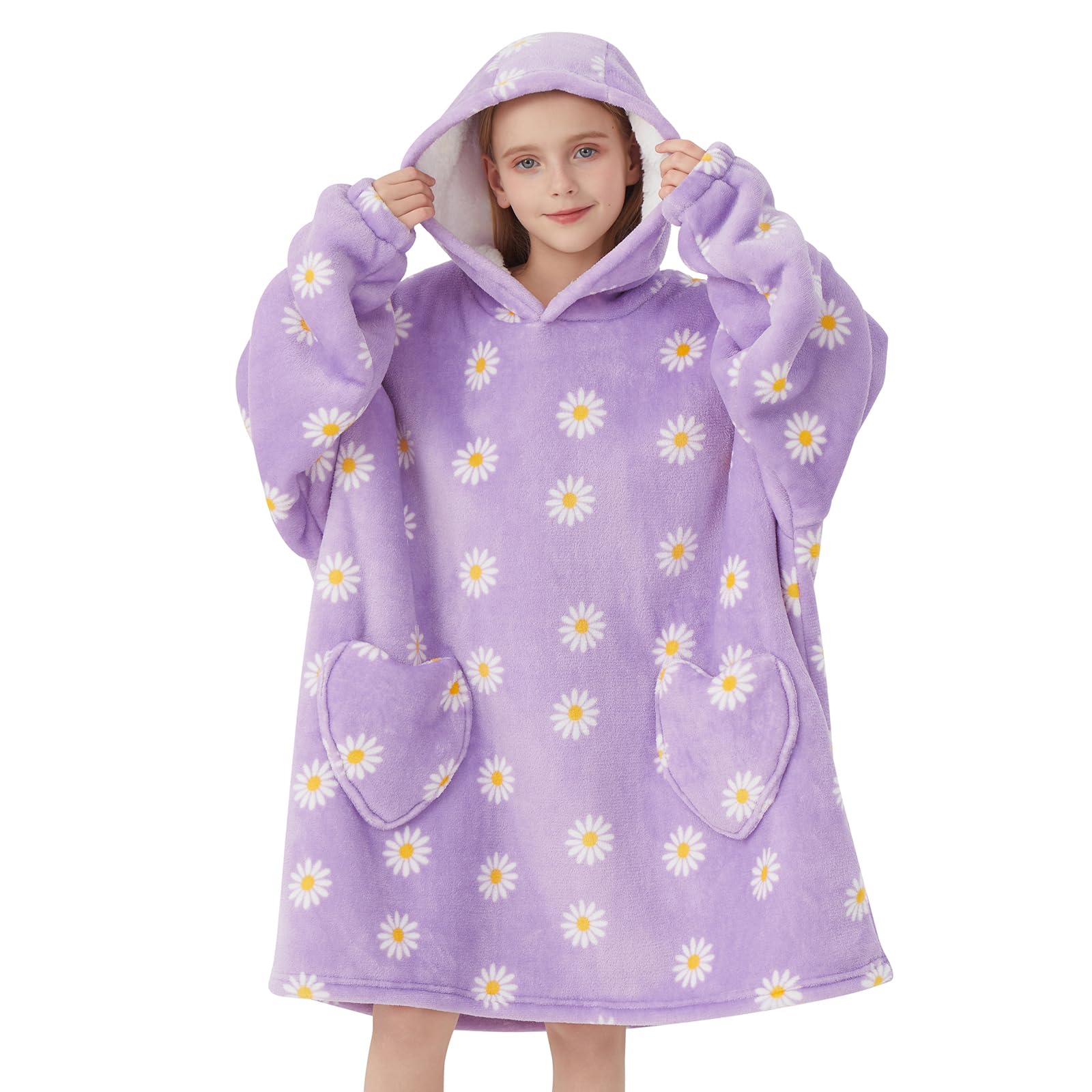 Mewkou front view Daisy hoodie showing oversized fit and cozy look