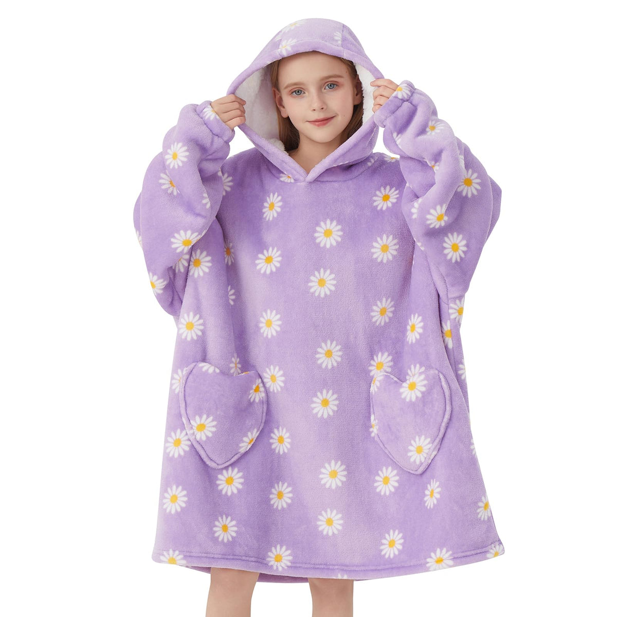 Mewkou front view Daisy hoodie showing oversized fit and cozy look