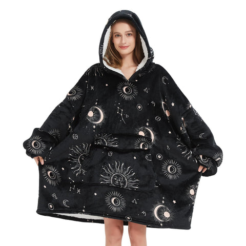 Mewkou front view sun and moon design showing cozy oversized fit