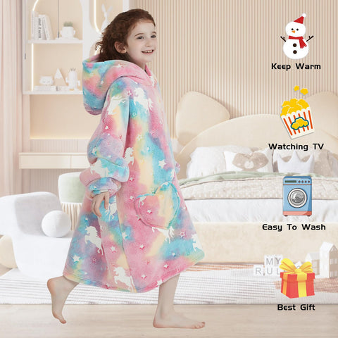Mewkou glow-in-the-dark unicorn print lit in dim room for fun visibility