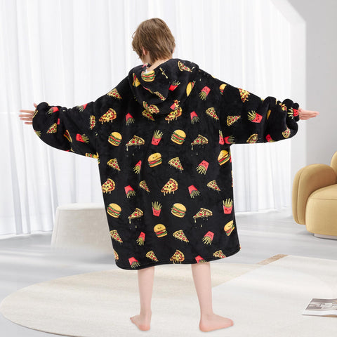 Mewkou pattern hamburger and pizza print adding fun to wear