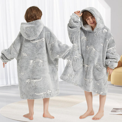 Mewkou size comparison on child illustrating oversized fit and room for layering