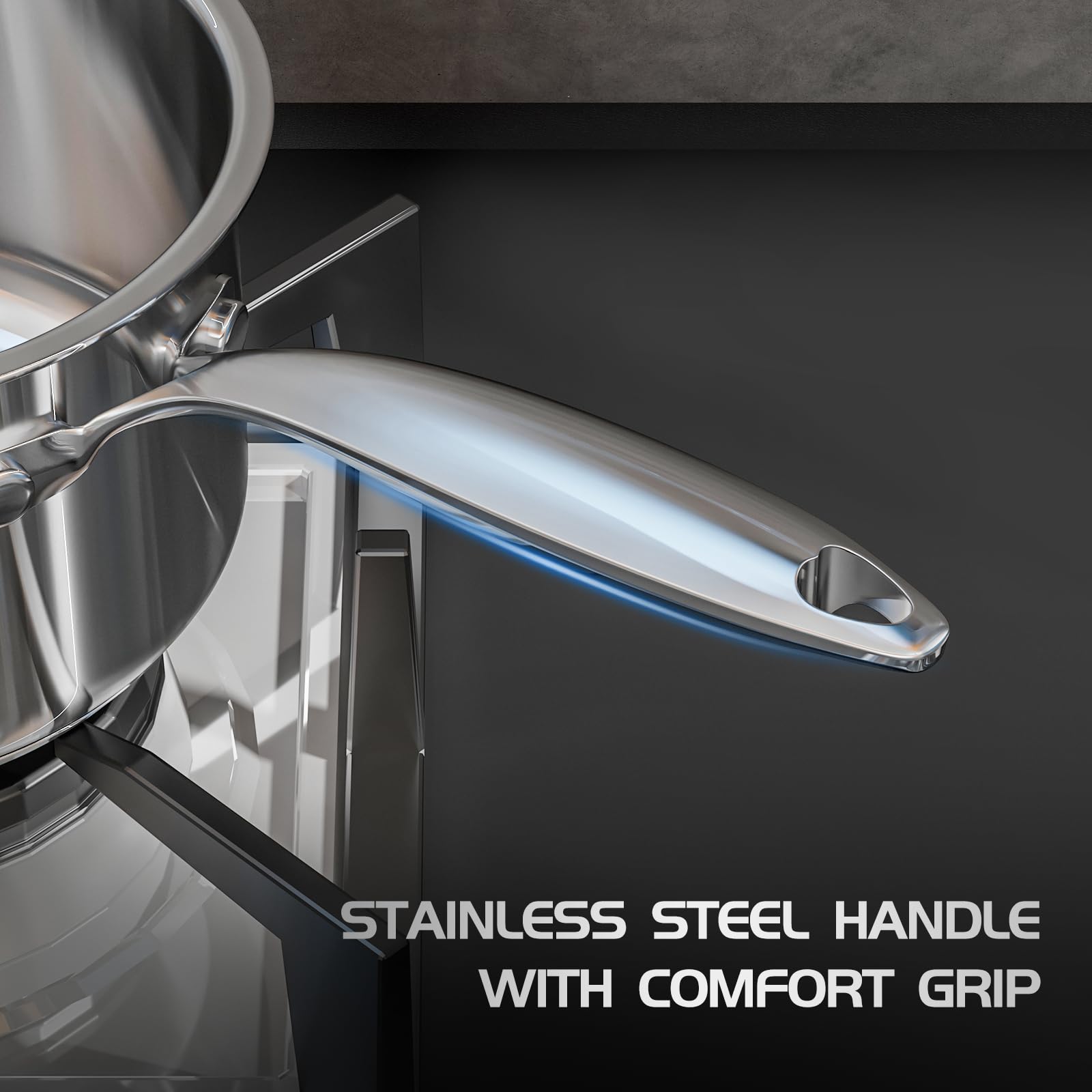 Meythway pans in use on induction cooktop showing fast heating benefit: efficient cooking