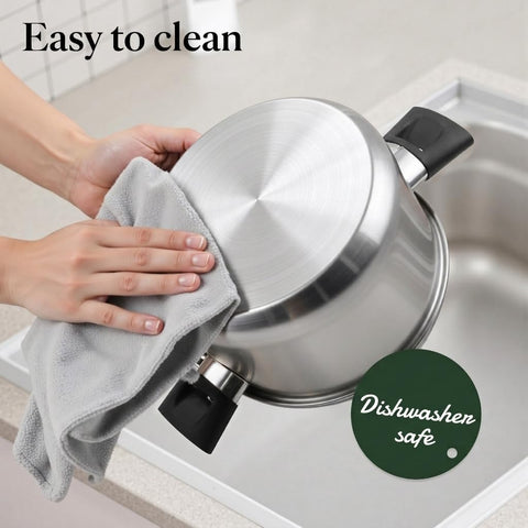 Meythway pans beside wooden spoon for scale showing family-size capacity and practicality