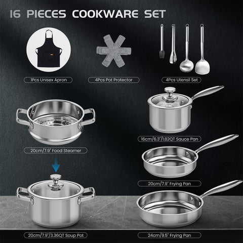 Meythway stacked saucepans and pots highlighting space-saving storage benefit: organized kitchen