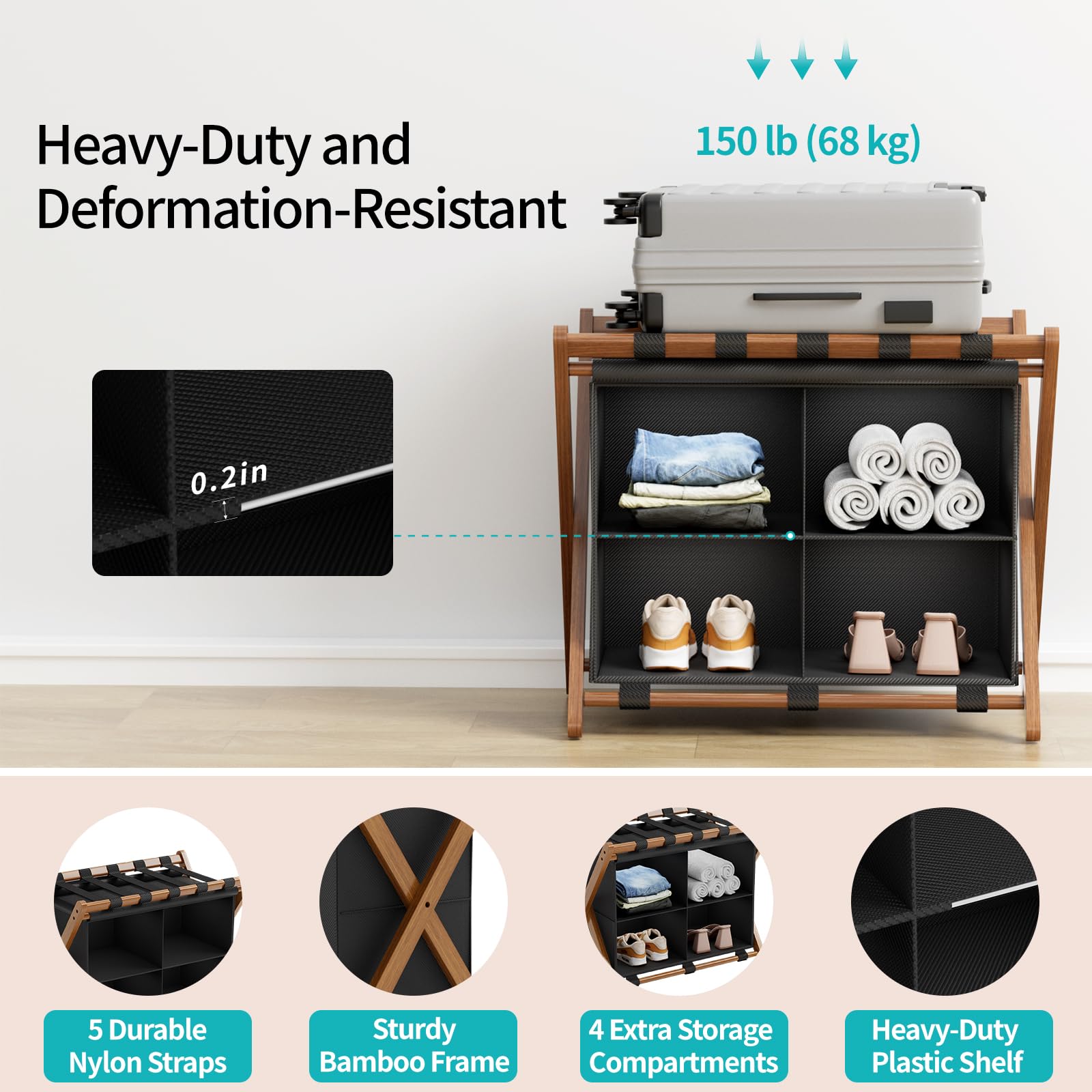 MHACVVO folded rack slid under a bed shows compact, space-saving storage