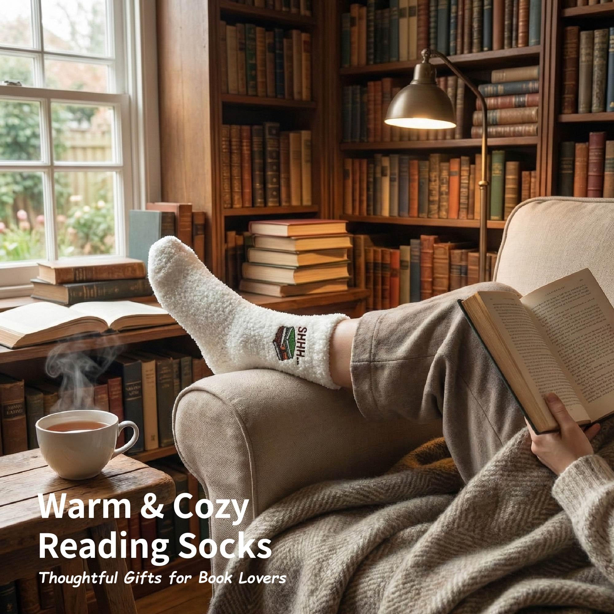MHSMHL lavender scented candle lit near a book creating a calming atmosphere for reading