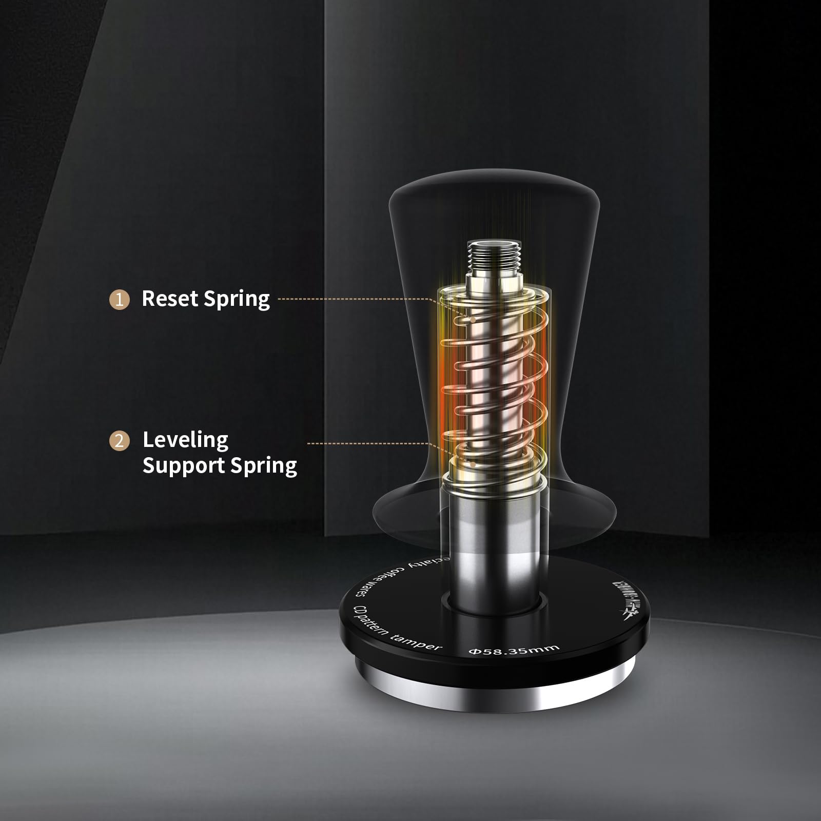 MHW-3BOMBER used by a barista pressing a puck demonstrating auto-level and faster workflow