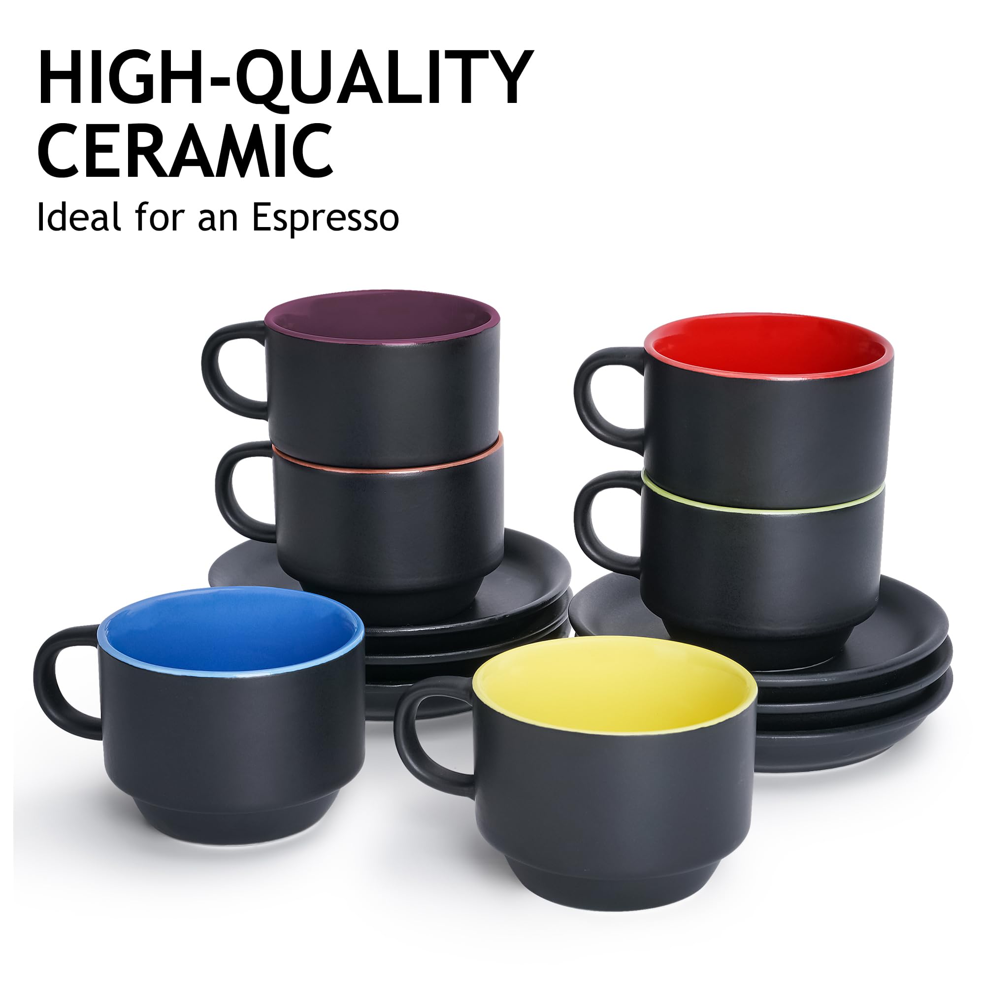 MIAMIO stacked cups top view demonstrating space-saving stackability benefit