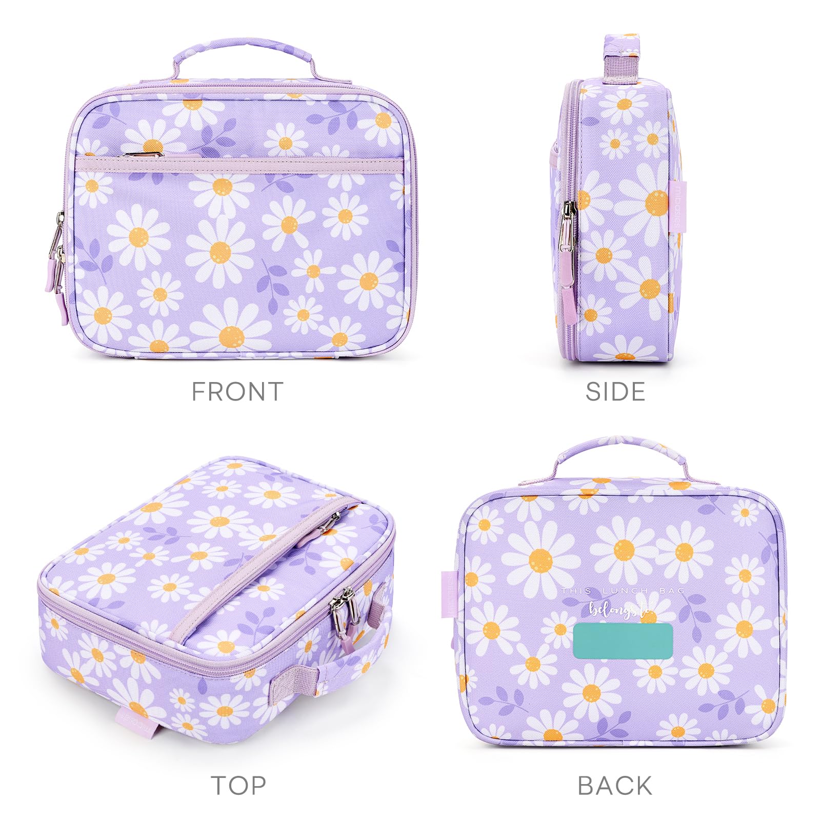 mibasies child carrying lunch box at school shows easy-carry handle and kid appeal