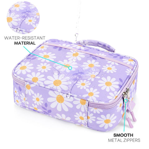 mibasies zippered mesh pocket open with utensils and ice pack keeps items secure