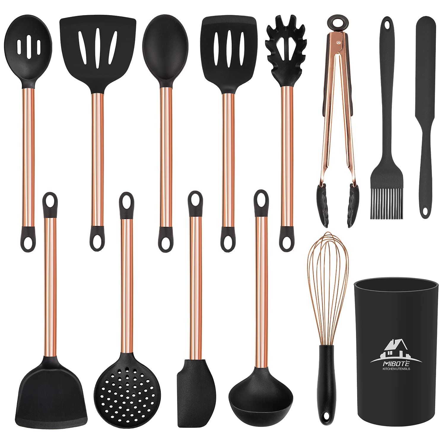 MIBOTE front packaging showing full coffee-colored 18-piece set and organized layout