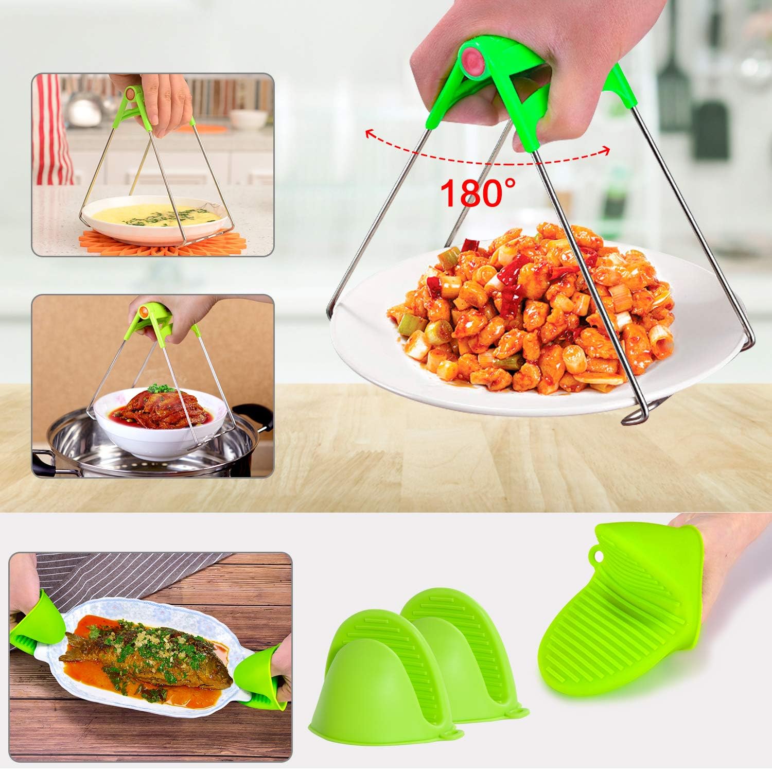 MIBOTE kitchen tongs and spatulas organized for safe handling