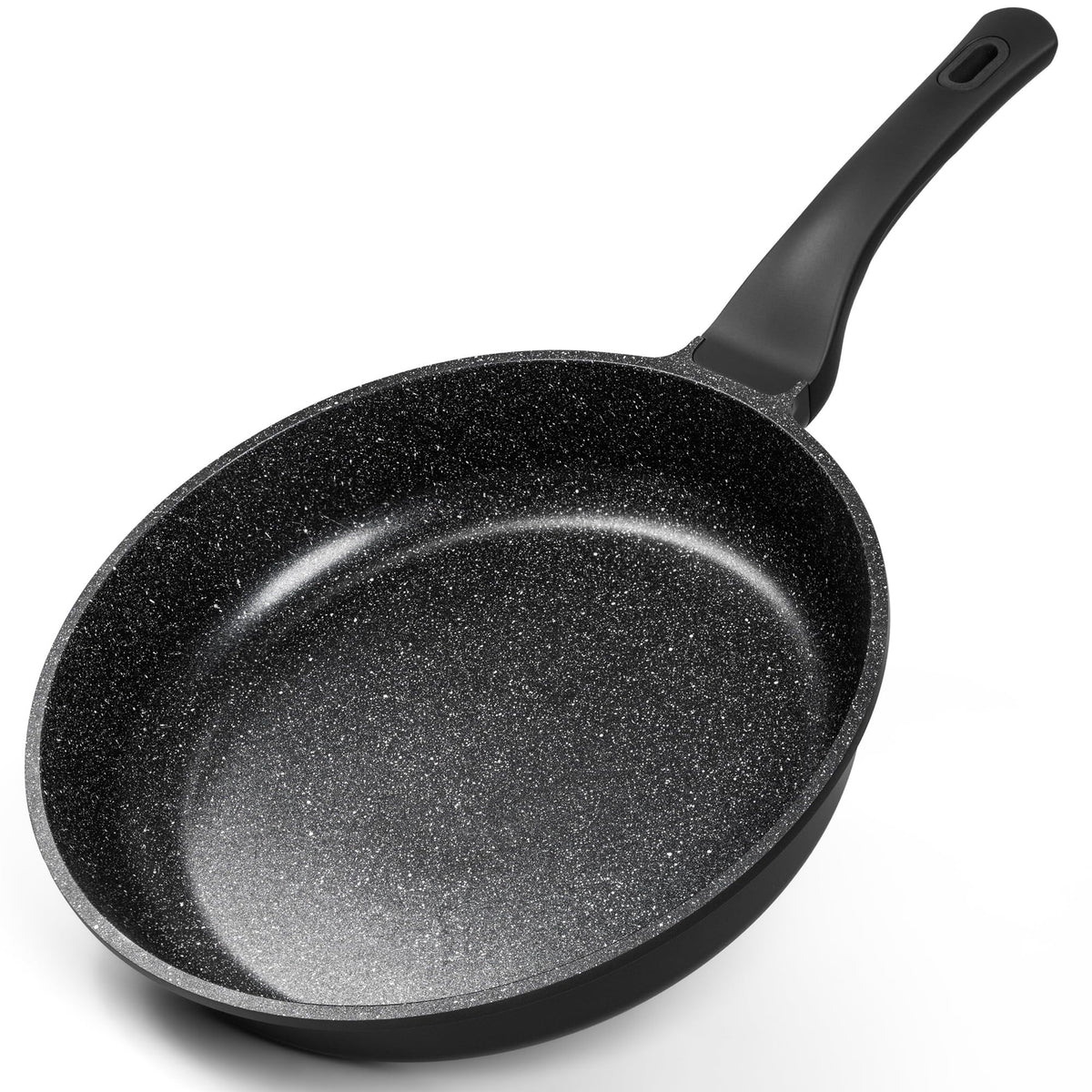 MICHELANGELO front view of 12-inch frying pan showing full profile and lidless design for instant use