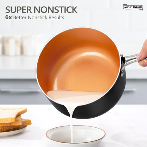 MICHELANGELO ceramic interior close-up highlighting nonstick coating for easy cleanup