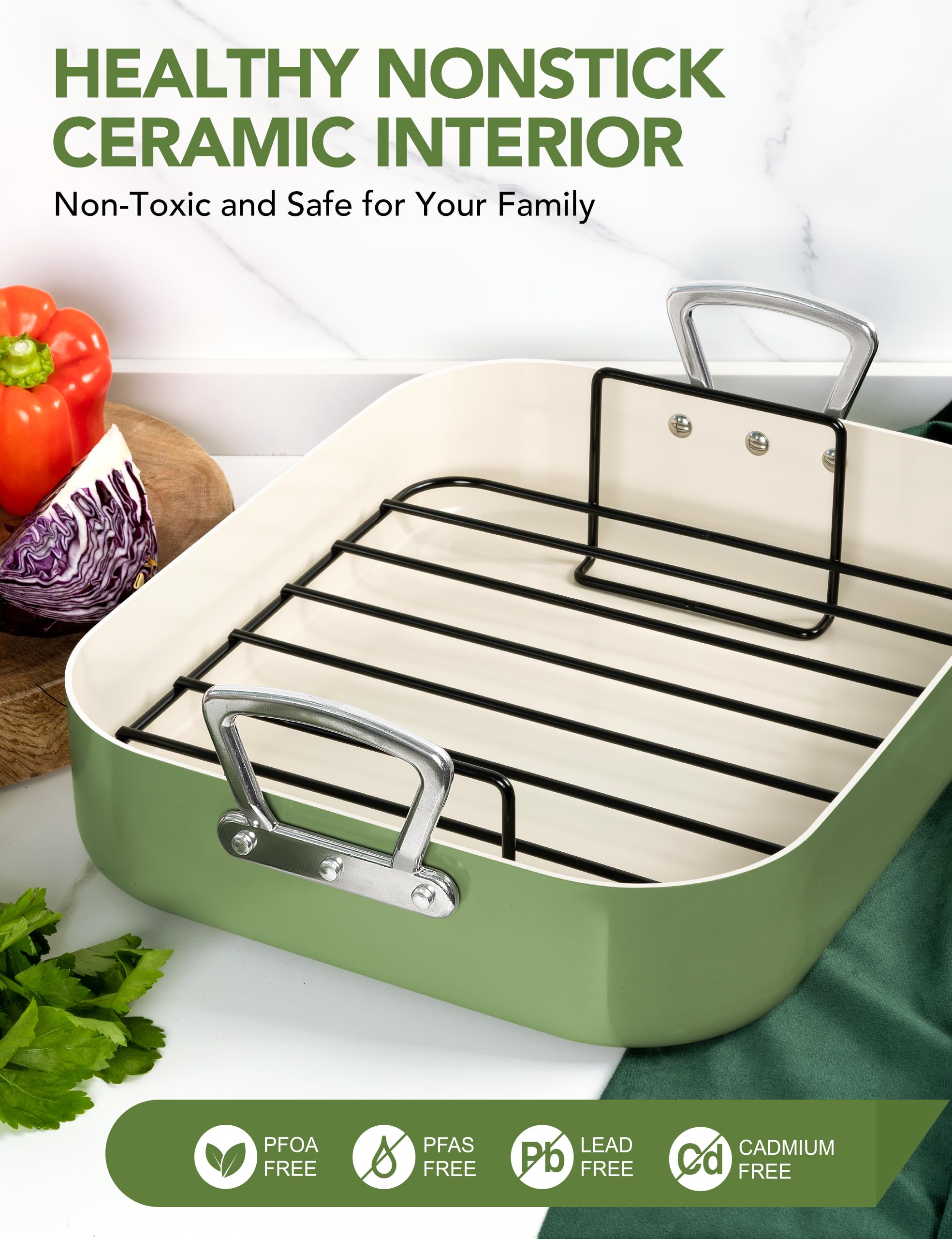 MICHELANGELO stainless steel rack detail lifting roast for better browning and airflow