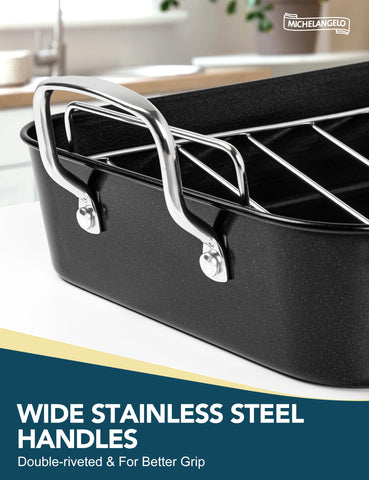 MICHELANGELO stainless-steel V-shaped rack detail for elevated roasting benefit