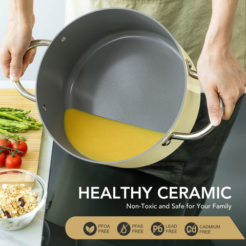 MICHELANGELO tempered glass lid detail allowing monitoring of food without heat loss benefit