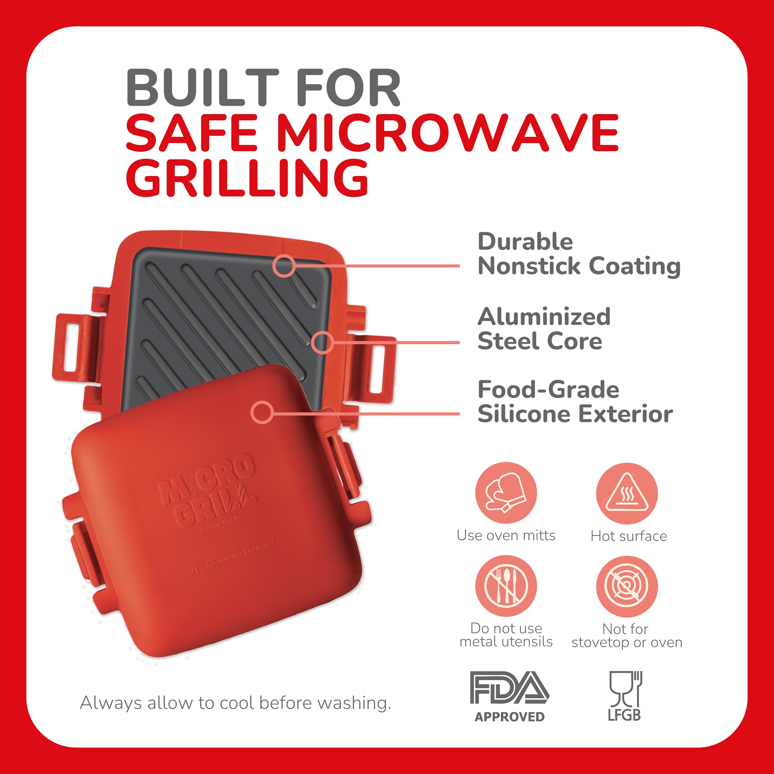 Micro Grill size comparison with hand to show compact portability