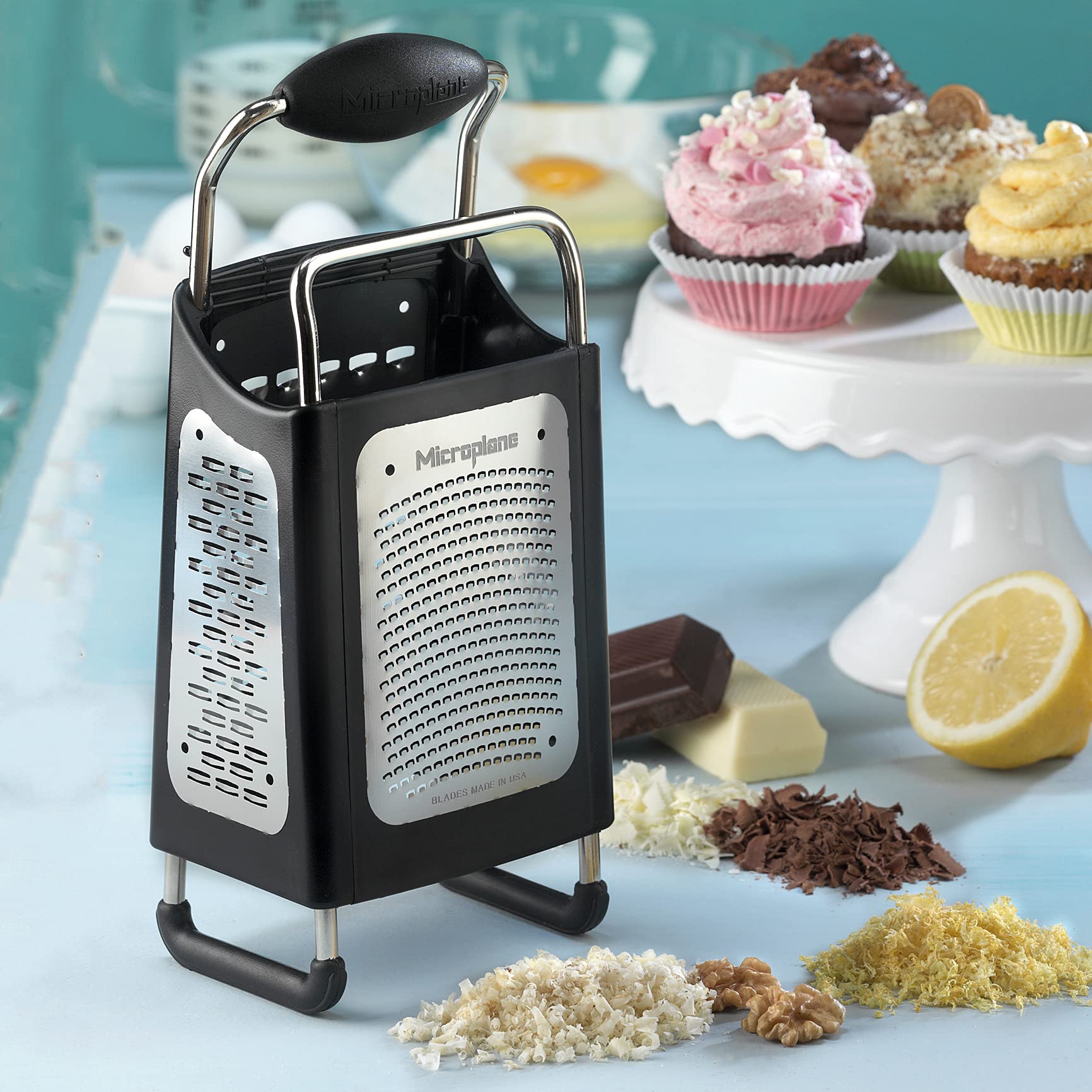 Microplane creating chocolate ribbons for desserts with neat presentation