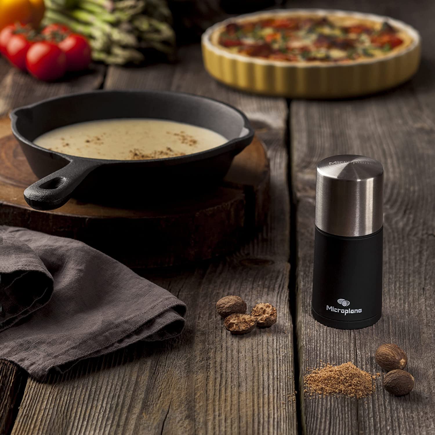 Microplane mill finish and label detail illustrating luxury soft-touch and durability