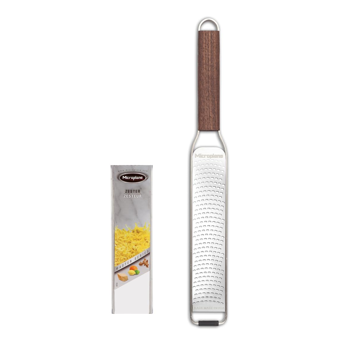 Microplane wood handle front view shows comfortable grip and balance