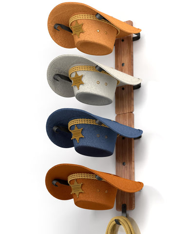 Midukit front view rack with hats showing organized display and quick access
