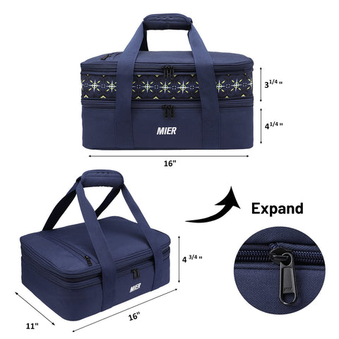 MIER open carrier with a 9x13 baking dish inside demonstrating secure fit