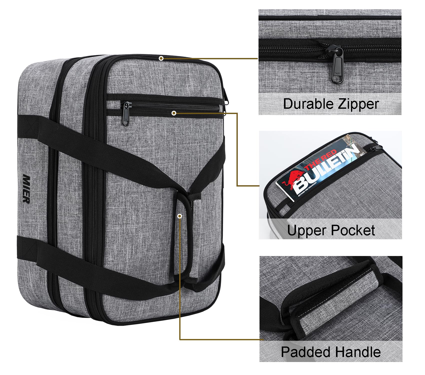 MIER exterior pocket with utensils packed, demonstrating organized accessory storage
