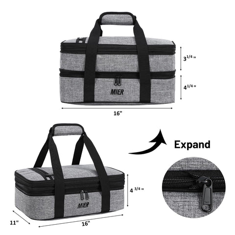MIER carrier holding a 9x13 baking dish to show fit and scale benefit