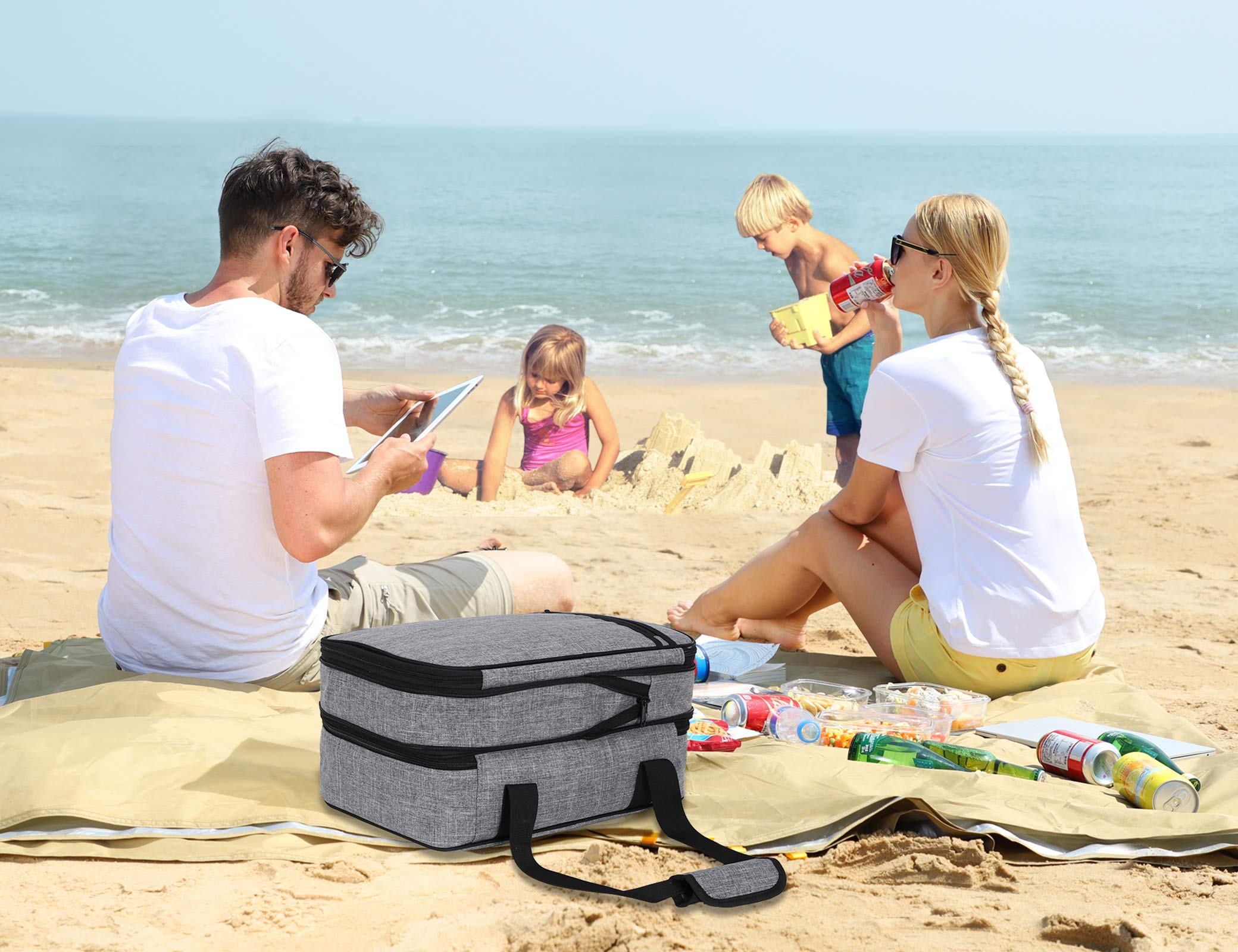MIER carrier on picnic blanket showing portability and ready-to-serve convenience