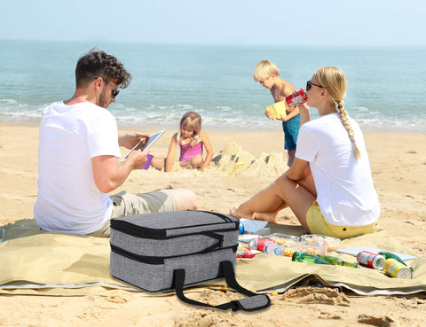 MIER carrier on picnic blanket showing portability and ready-to-serve convenience
