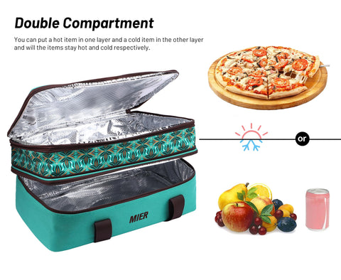 MIER expanded top compartment with casserole demonstrating added vertical space