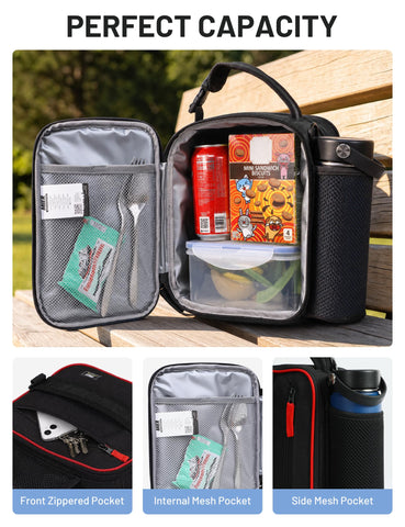 MIER lunch box zipped flat demonstrating compact profile for easy stowage