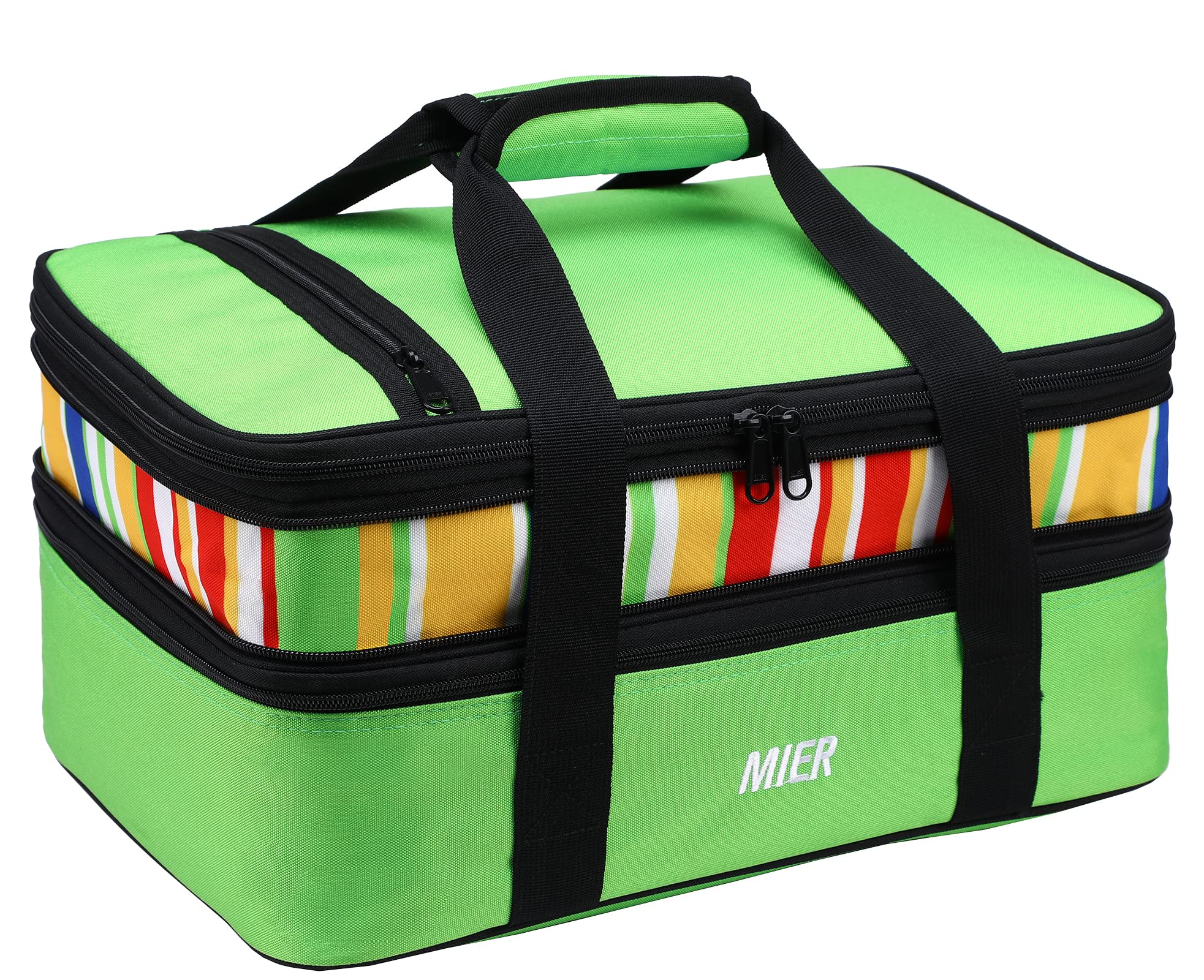 MIER bag front view showing green color and roomy capacity for parties