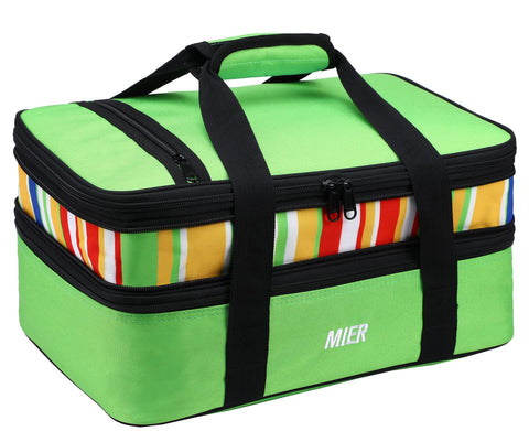 MIER bag front view showing green color and roomy capacity for parties