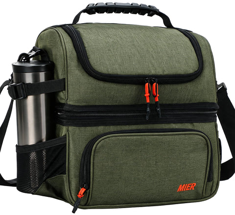 MIER front view of lunch box shows organized compartments and rugged style benefit